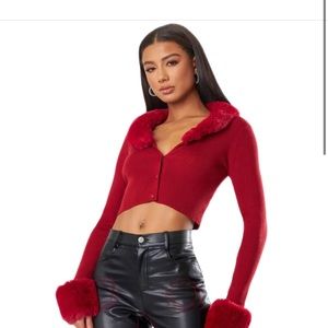 Red Fur Cropped sweater